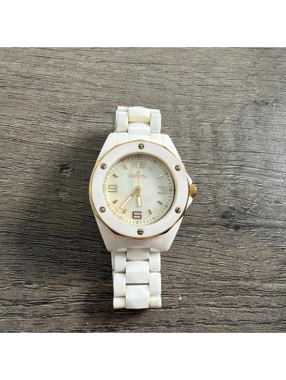 Invicta Watch Ladies White Ceramic 40mm Water Resistant Swiss Movement Small